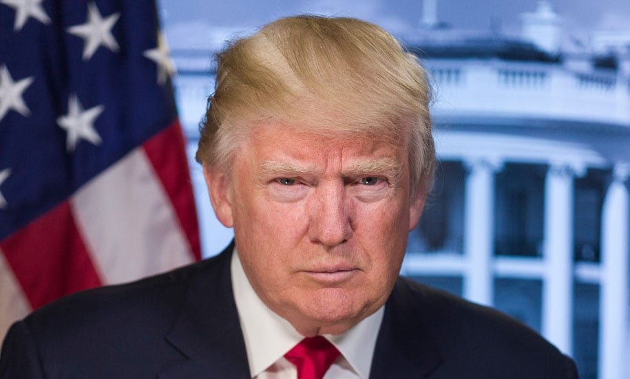 Tarifaço de Trump: rosto de Donald Trump, presidente dos Estados Unidos
