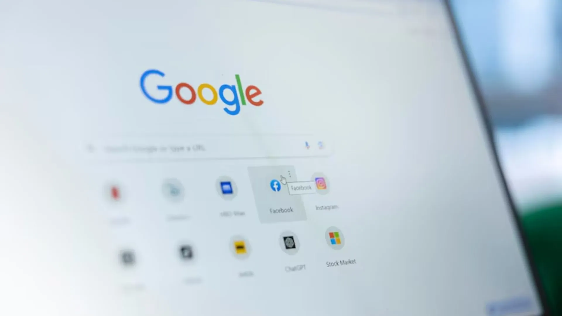 Navegador Google Chrome exibindo a página inicial com ícones de aplicativos do Google.