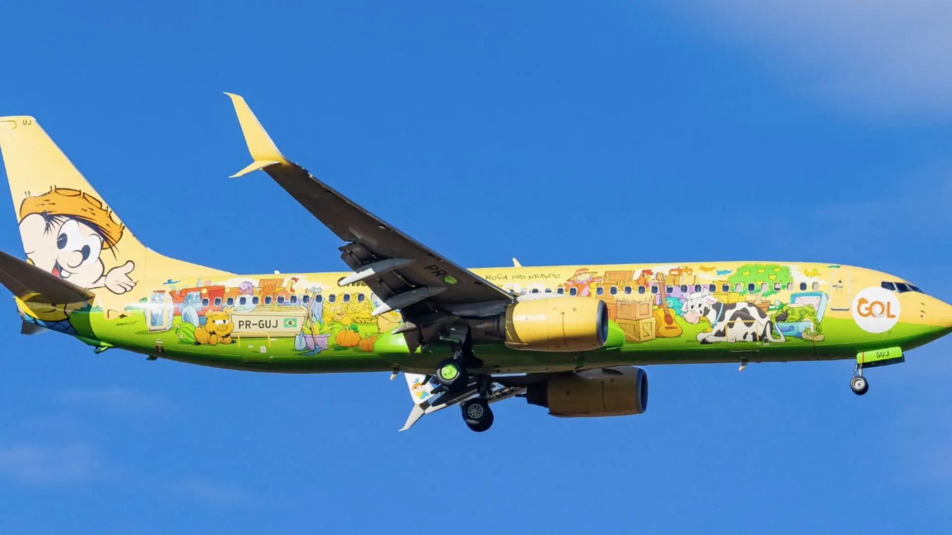 Avião da Gol Linhas Aéreas com pintura especial em voo, ilustrando matéria sobre os resultados da empresa (GOLL4) no 1TRI25.