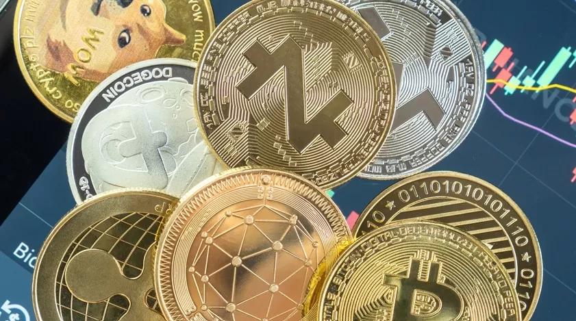 altcoins: entrada de capital institucional. Imagem de moedas de criptos