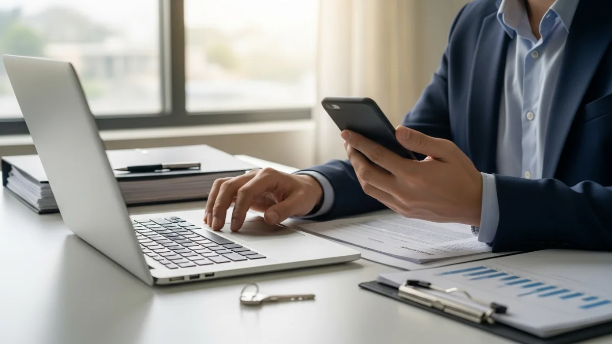 Pessoa trabalhando em um laptop e segurando um smartphone, simbolizando a criação do inventariante digital pelo STJ para bens online.