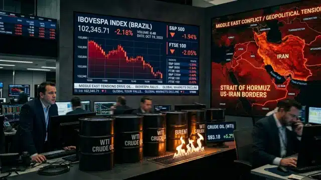 Ibovespa cai com tensão no Oriente Médio, com mais uma disparada do petróleo e alta das petroleiras