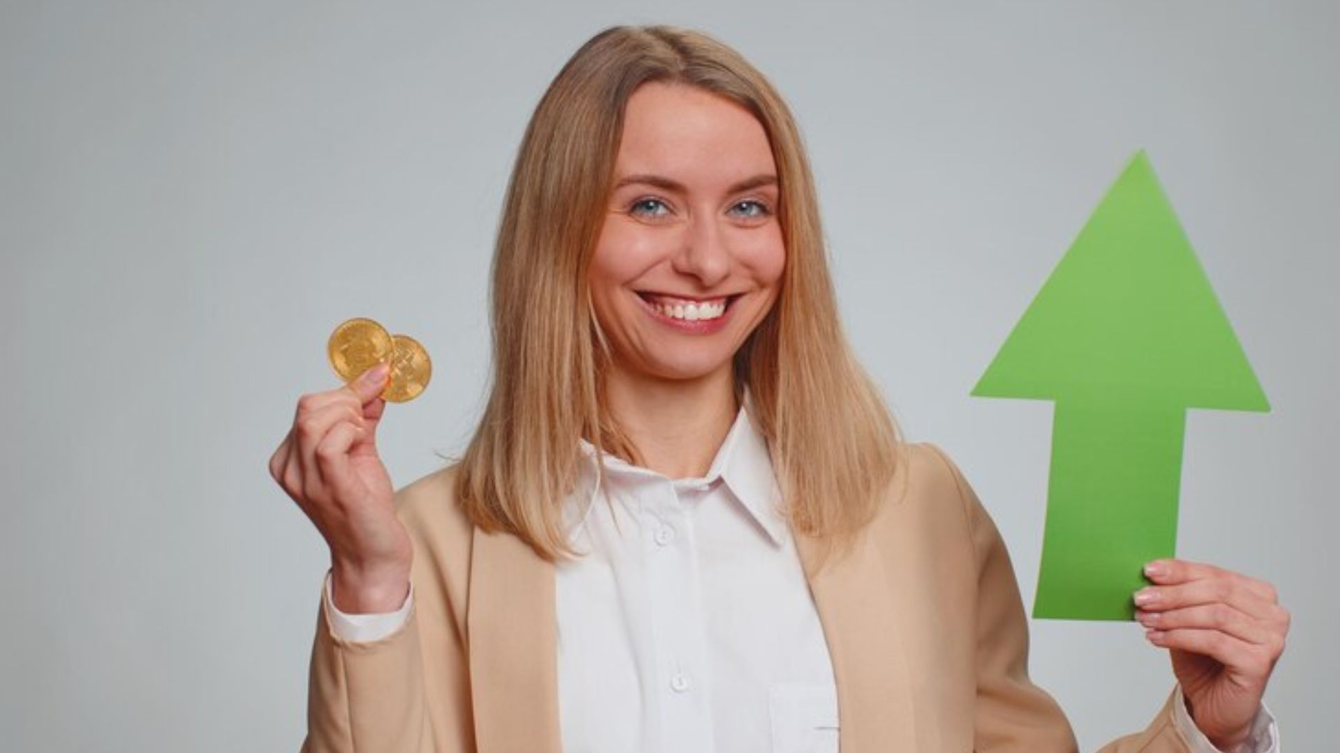Mulher com uma seta pra cima - Renda Variável