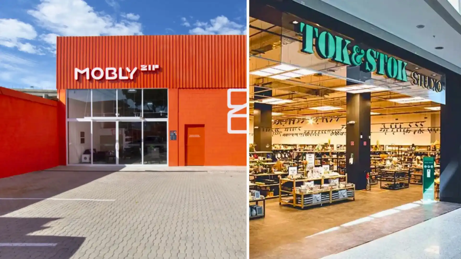 Fachadas das lojas Mobly e Tok&Stok, controladas pelo Grupo Toky