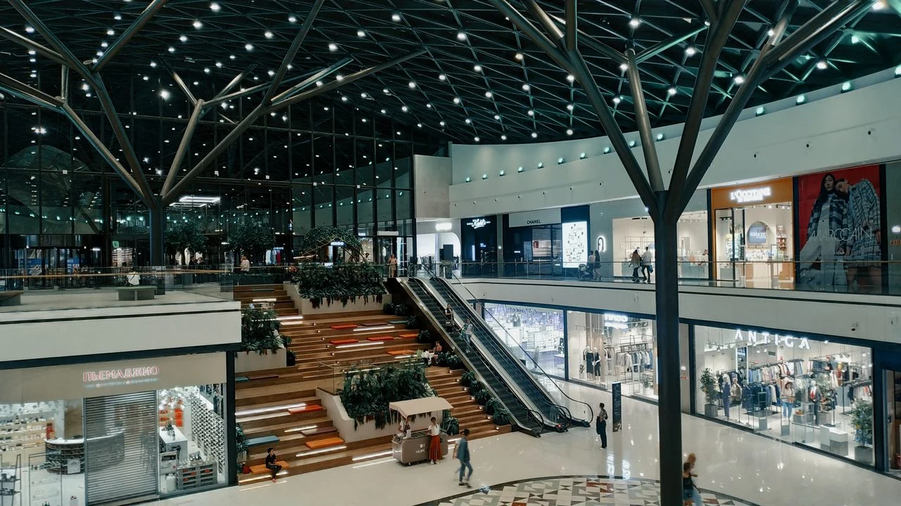 Visão de um shopping center