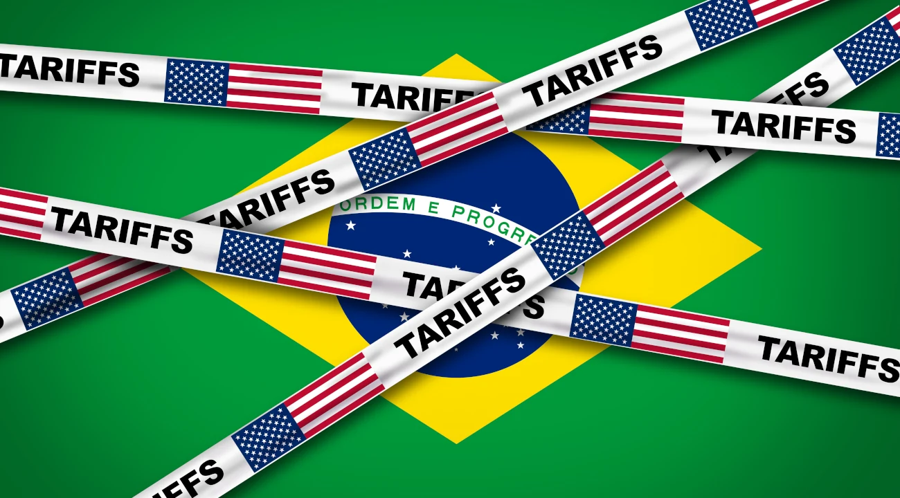 Foto de bandeira do Brasil com Tarifa de Trump