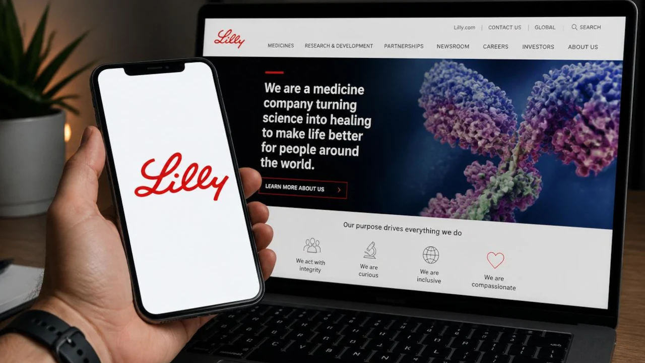 Logo da Eli Lilly em tela de celular, em matéria sobre carteria de BDRs do Itaú