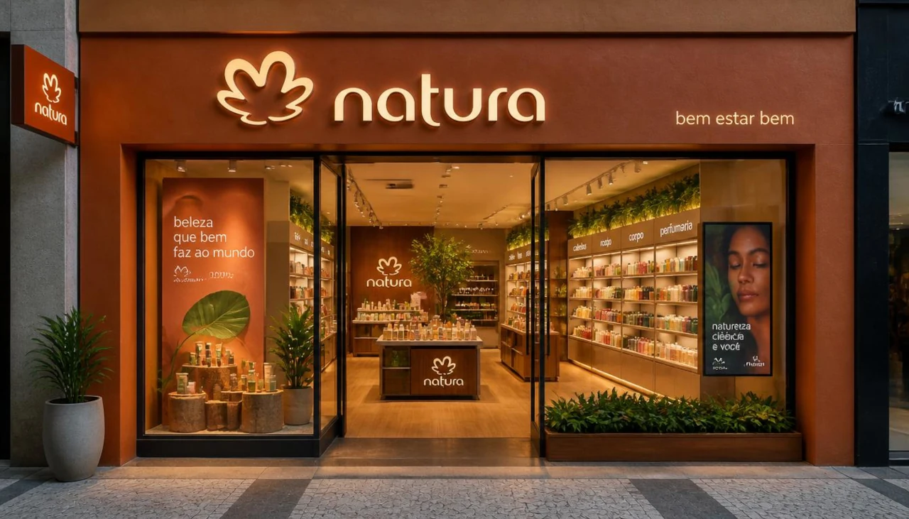 Fachada de loja da Natura, gerada por IA