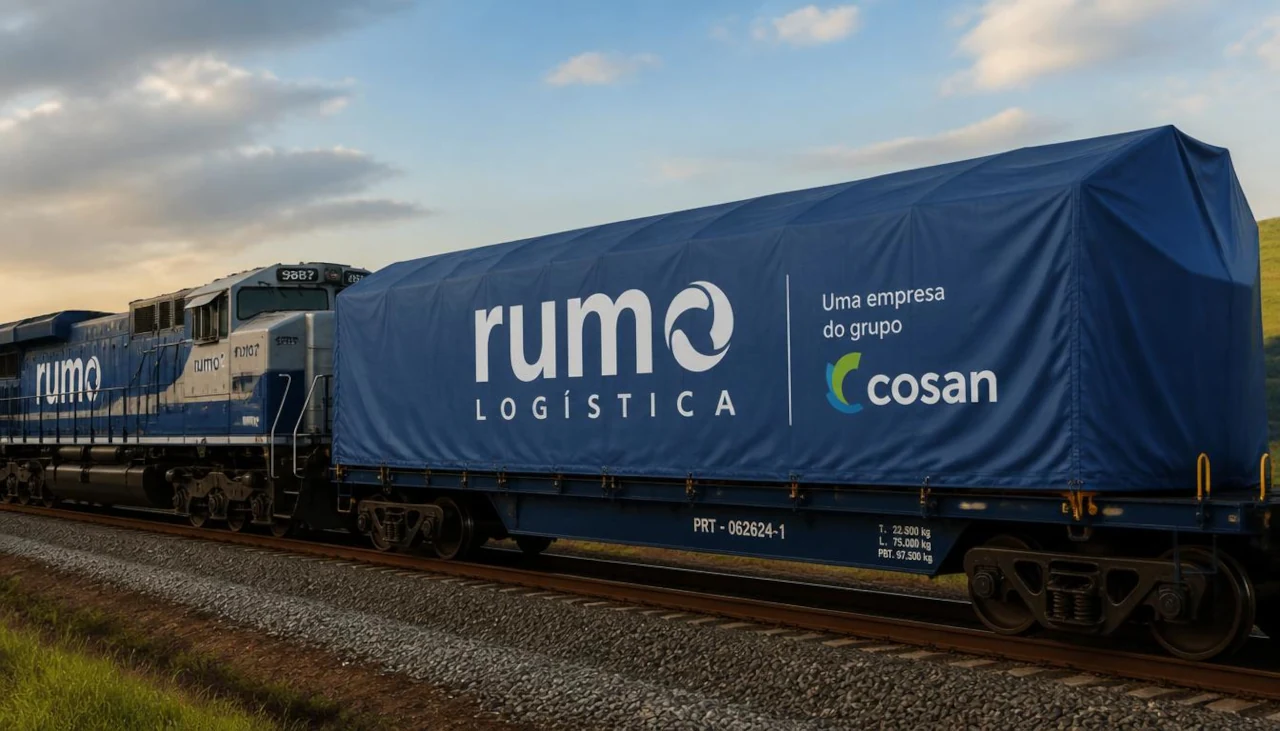 Trem da Rumo Logística recriado por IA