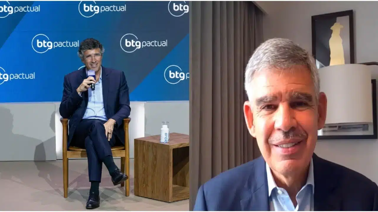 Mohamed El-Erian em transmissão ao vivo conversando com André Esteves durante o Macro Day do BTG Pactual.