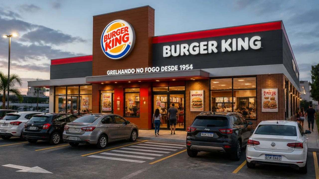 Fachada de loja do Buger King, da Zamp, recriada em IA