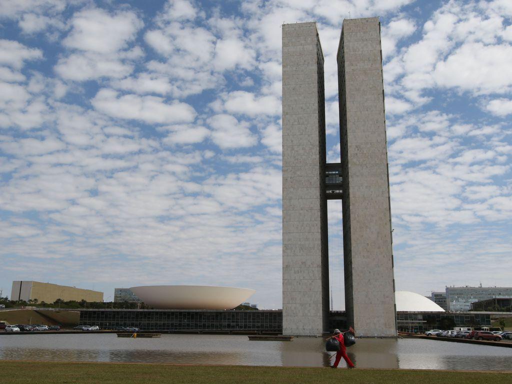 Palácio do Congresso Nacional na Praça dos Três poderes em Brasília. Câmara vota lei de regulação de criptomoedas