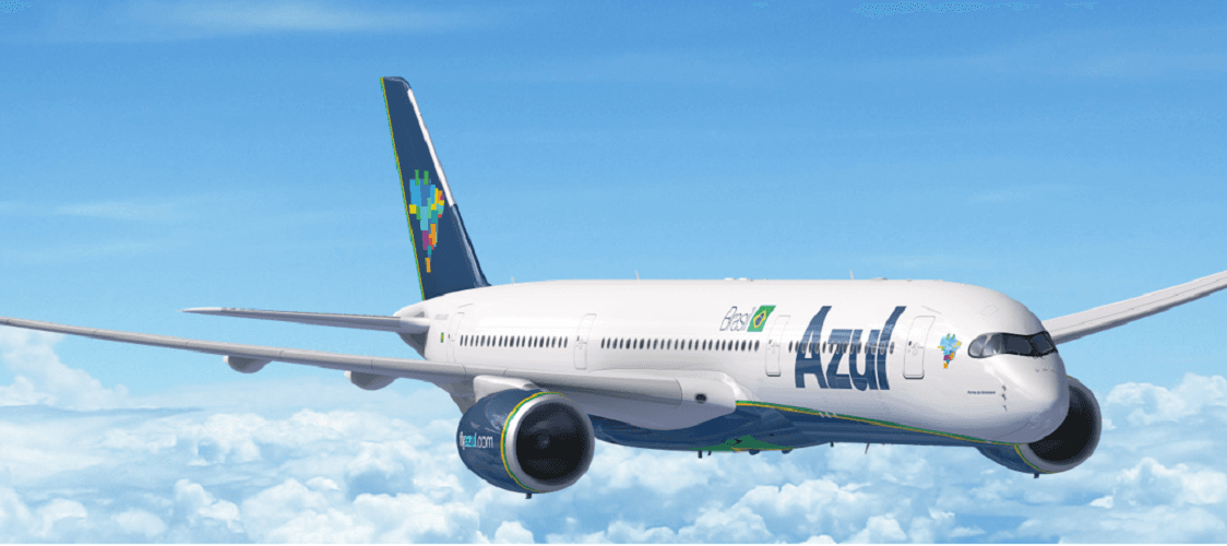 Imagem mostra avião da Azul (AZUL4); BTG recomenda compra de ações da empresa