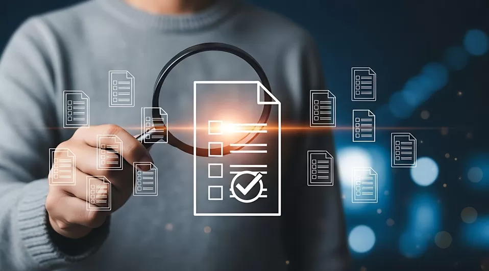 holding familiar e profissional autônomo de alta renda: imagem de home analisando com lupa documentos