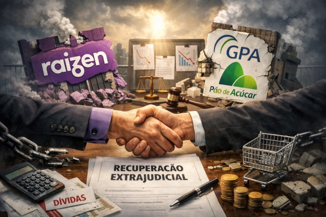 Imagem de IA alusória à recuperação da Raízen e da GPA