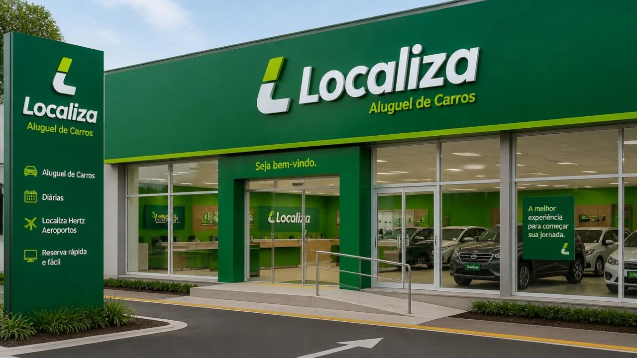Fachada de loja da Localiza recriada por IA