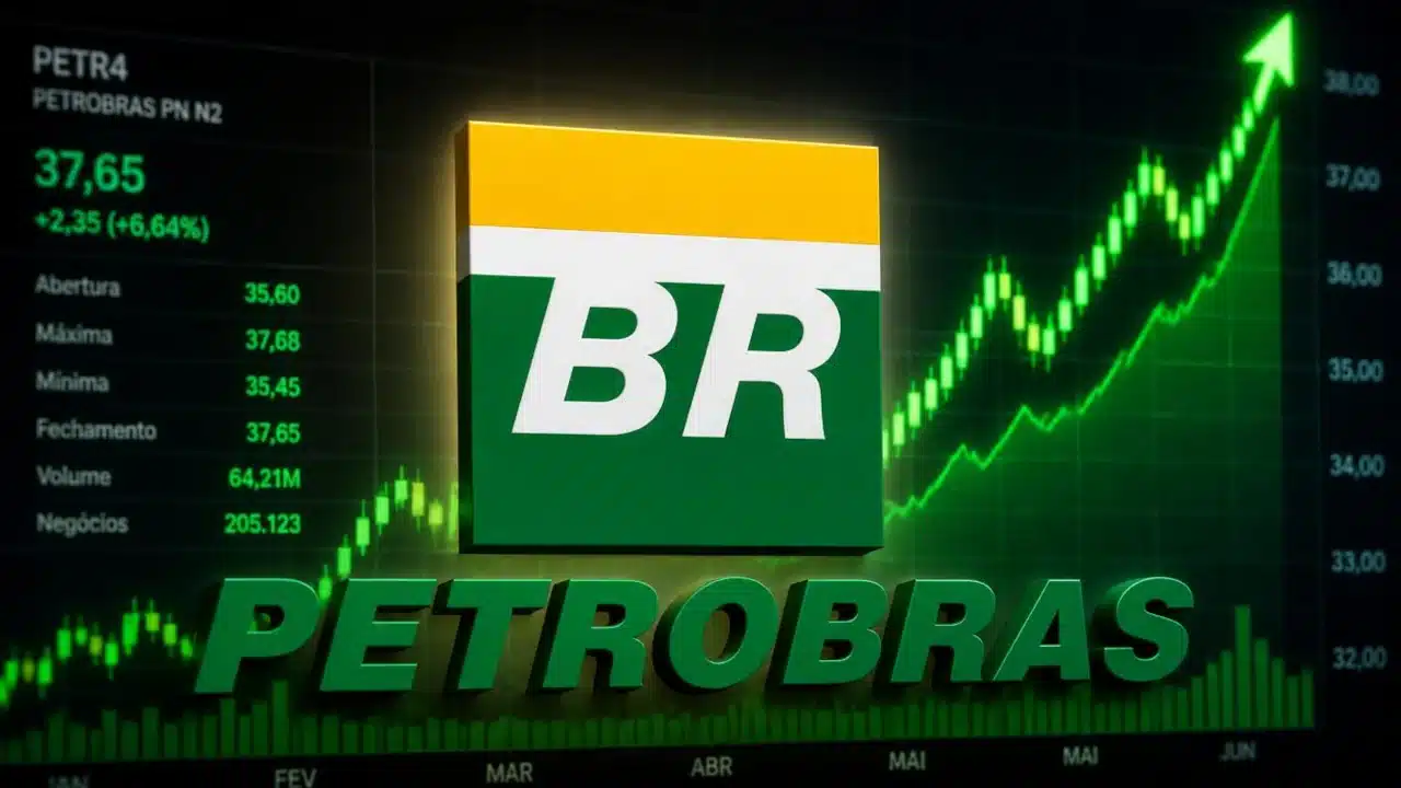 Logo da Perobras em gráfico financeiro