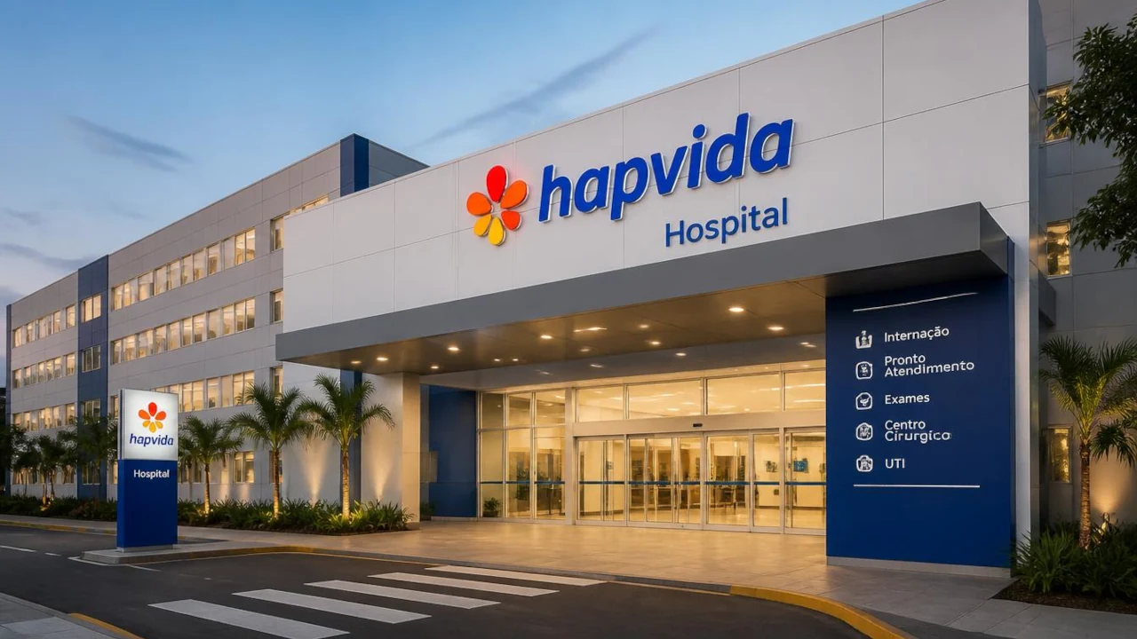 Fachada de hospital da Hapvida reproduzida em IA