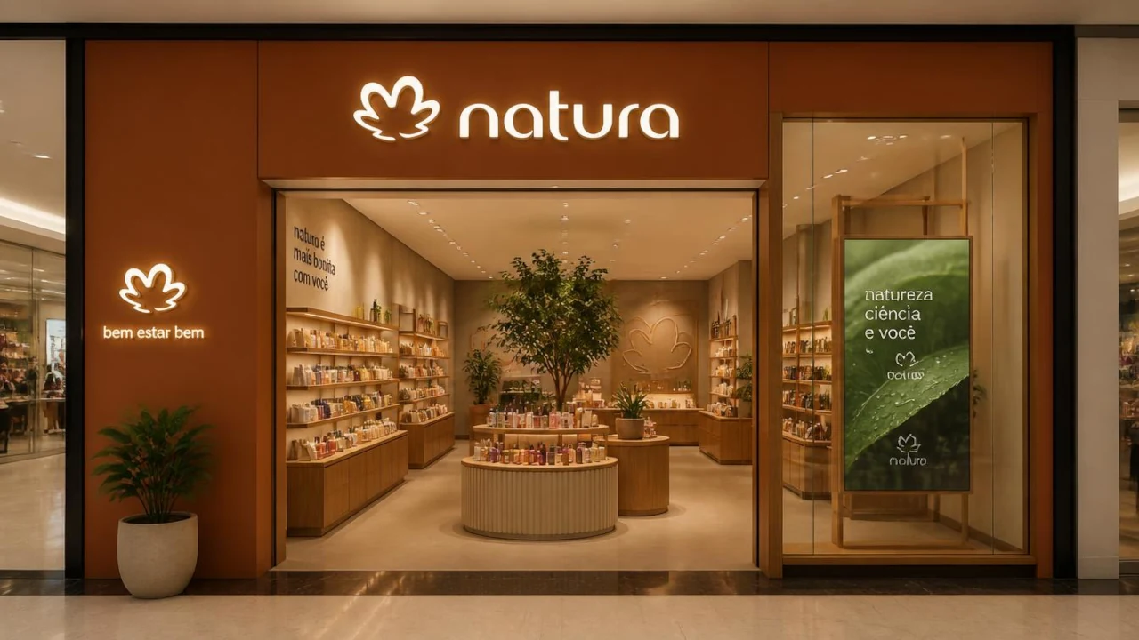Fachada de loja da Natura, em reprodução de IA