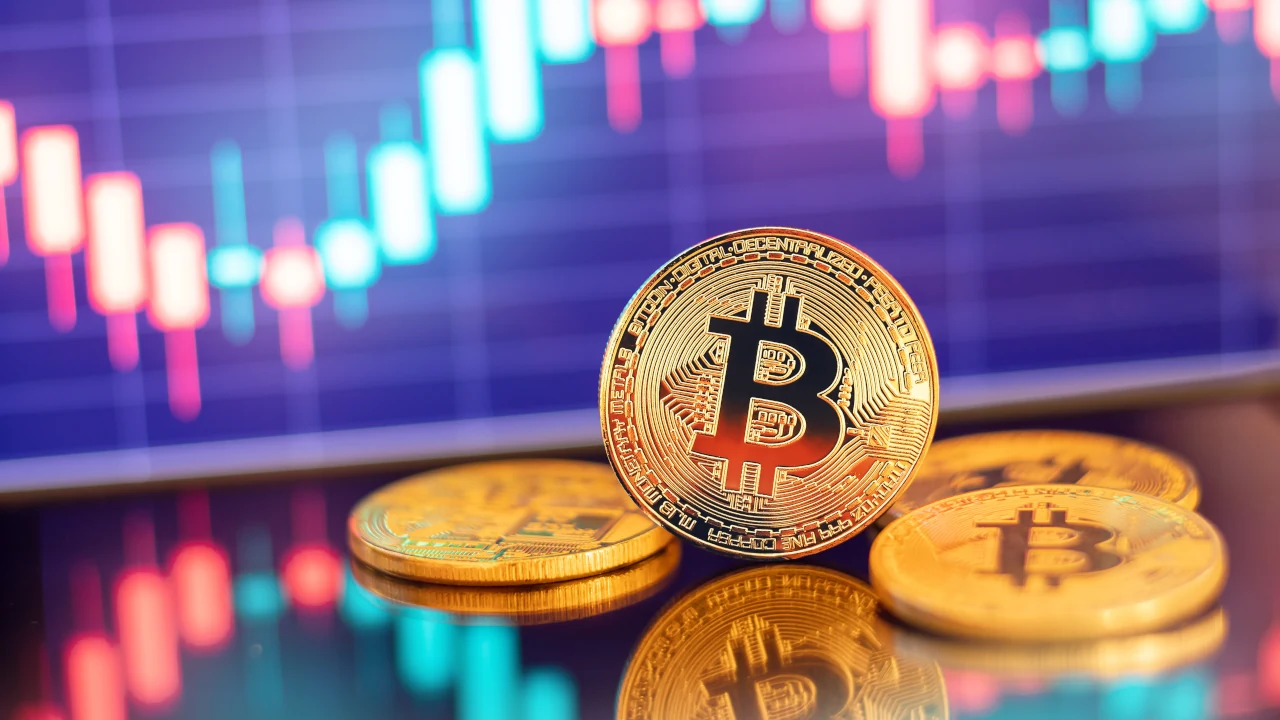 Imagem de moedas de Bitcoin hoje