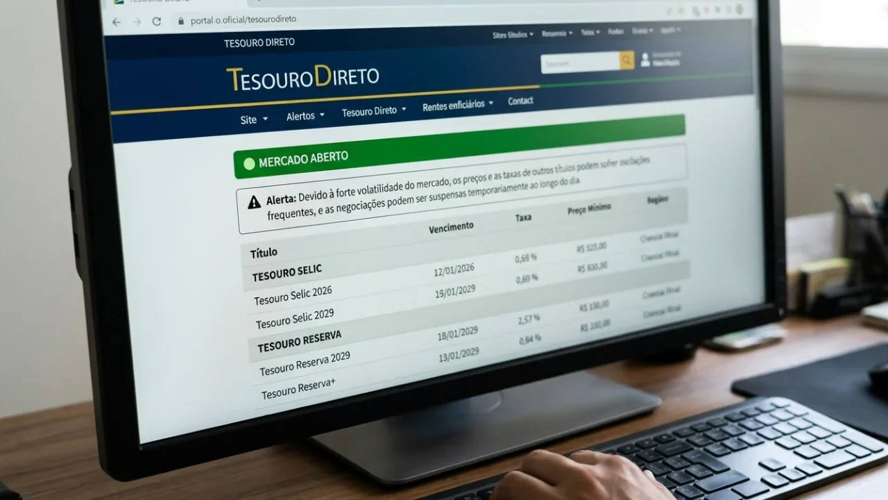 Tesouro Direto atrasa abertura e restringe negociações com juros em queda